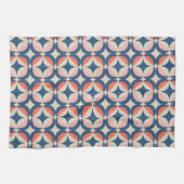 Linge De Cuisine Motif géométrique bleu et de corail (Horizontal)