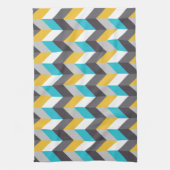 Linge De Cuisine Motif Géométrique bleu jaune gris (Vertical)