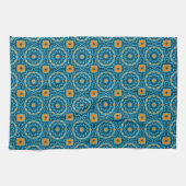 Linge De Cuisine Motif géométrique Boho Elegant Bleu & Jaune (Horizontal)