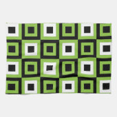 Linge De Cuisine Motif géométrique Carré noir vert (Horizontal)