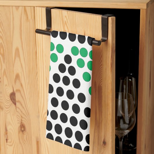 Linge De Cuisine Motif géométrique circulaire du triangle vert noir (Pliage en tiers)