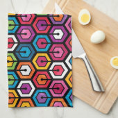 Linge De Cuisine Motif géométrique coloré avec des hexagones (Quart Plié)