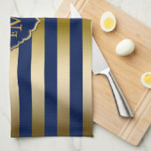 Linge De Cuisine Motif géométrique des bandes d'or monogrammes (Quart Plié)