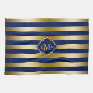 Linge De Cuisine Motif géométrique des bandes d'or monogrammes