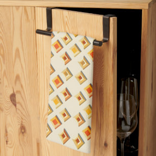 Linge De Cuisine Motif géométrique diamanté embossé aux tons chauds