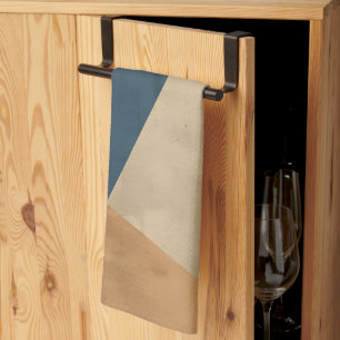 Linge De Cuisine Motif géométrique en bleus, beiges et rouille