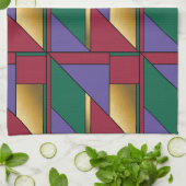 Linge De Cuisine Motif géométrique Gold violet vert rouge (Plié)