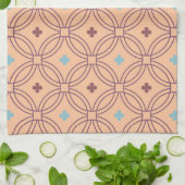 Linge De Cuisine Motif géométrique interversible rose et bleu rétro (Plié)