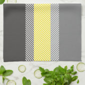 Linge De Cuisine Motif géométrique jaune et gris moderne de rayures (Plié)
