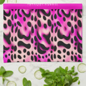 Linge De Cuisine Motif géométrique Leopard rose 3D (Plié)
