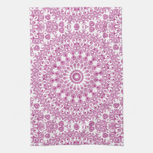 Linge De Cuisine Motif géométrique mandala magenta