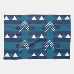 Linge De Cuisine Motif géométrique moderne blanc bleu décoration