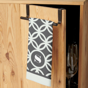 Linge De Cuisine Motif géométrique moderne gris foncé