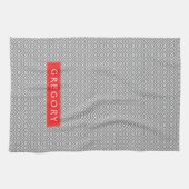 Linge De Cuisine Motif Géométrique Monographique Blanc Et Gris (Horizontal)