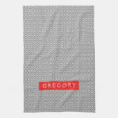 Linge De Cuisine Motif Géométrique Monographique Blanc Et Gris (Vertical)