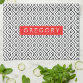 Linge De Cuisine Motif géométrique monographique blanc et noir (Plié)