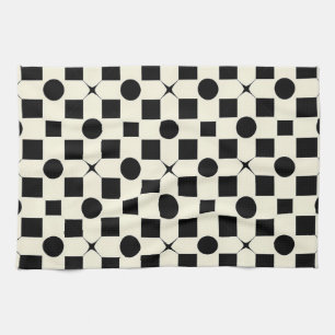 Linge De Cuisine Motif géométrique noir et blanc avec cercles