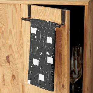 Linge De Cuisine Motif géométrique noir et blanc rétro