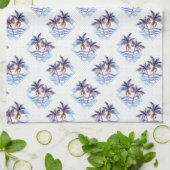 Linge De Cuisine Motif géométrique pourpre de palmier d'aquarelle (Plié)