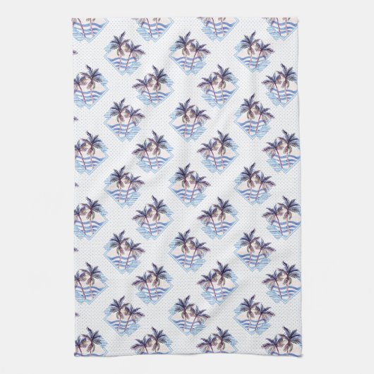 Linge De Cuisine Motif géométrique pourpre de palmier d'aquarelle (Vertical)