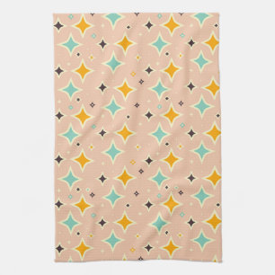 Linge De Cuisine Motif géométrique rétro avec sarcelle, orange, noi