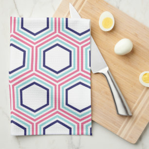 Linge De Cuisine Motif géométrique rose et bleu élégant
