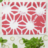 Linge De Cuisine Motif géométrique rouge (Plié)