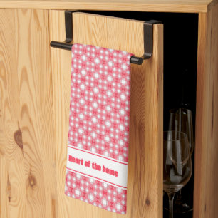 Linge De Cuisine Motif géométrique rouge texte personnalisé