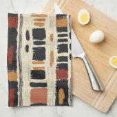 Linge De Cuisine Motif géométrique rustique en boue de coton (1) (Quart Plié)