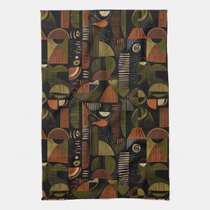 Linge De Cuisine Motif géométrique sombre du milieu du siècle (1)