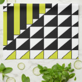 Linge De Cuisine Motif géométrique triangle rectangle vert noir (Plié)