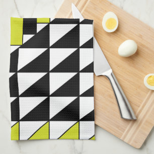 Linge De Cuisine Motif géométrique triangle rectangle vert noir