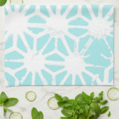 Linge De Cuisine Motif géométrique turquoise (Plié)