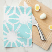 Linge De Cuisine Motif géométrique turquoise (Quart Plié)