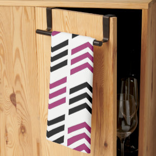 Linge De Cuisine Motif géométrique violet noir Chevron