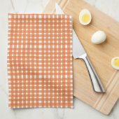 Linge De Cuisine Motif Gingham Blanc Orange (Quart Plié)