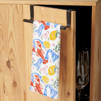Linge De Cuisine Motif Gingham Été Italien Homard et Citron