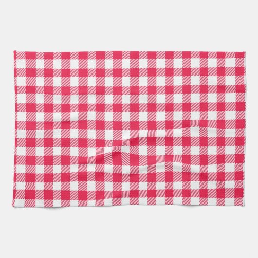 Linge De Cuisine Motif Gingham Rouge et Blanc Classique Rustique (Horizontal)