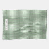 Linge De Cuisine Motif Gingham Vert avec Nom (Horizontal)