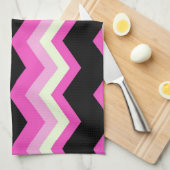 Linge De Cuisine motif girly zigzag fuchsia (Quart Plié)