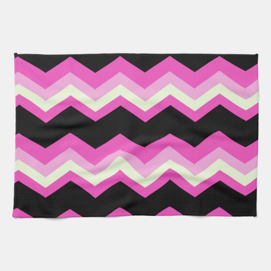 Linge De Cuisine motif girly zigzag fuchsia (Horizontal)