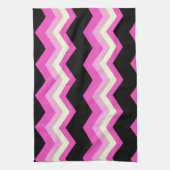 Linge De Cuisine motif girly zigzag fuchsia (Vertical)