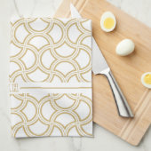 Linge De Cuisine Motif Gold Art Déco en blanc (Quart Plié)