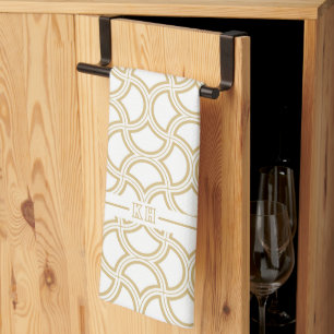 Linge De Cuisine Motif Gold Art Déco en blanc