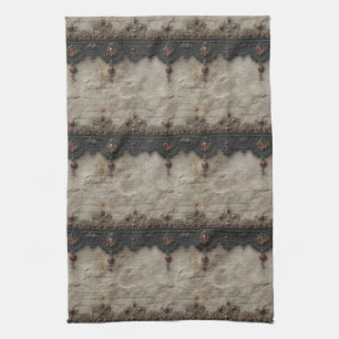 Linge De Cuisine Motif gothique en dentelle rubis victorien (1)