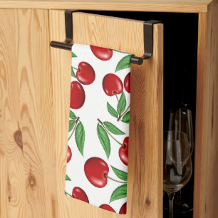 Linge De Cuisine Motif graphique Cerises Rouges partout