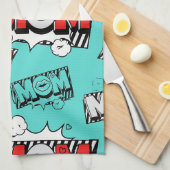 Linge De Cuisine Motif graphique maman BD turquoise gras (Quart Plié)