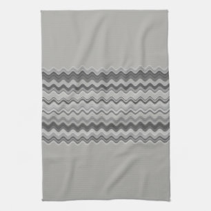 Linge De Cuisine Motif Grey Wavy Zigzag