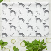 Linge De Cuisine Motif Greyhound Italien Bleu Et Blanc (Plié)