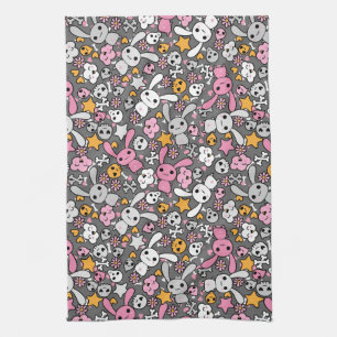 Linge De Cuisine motif gris de kawaii